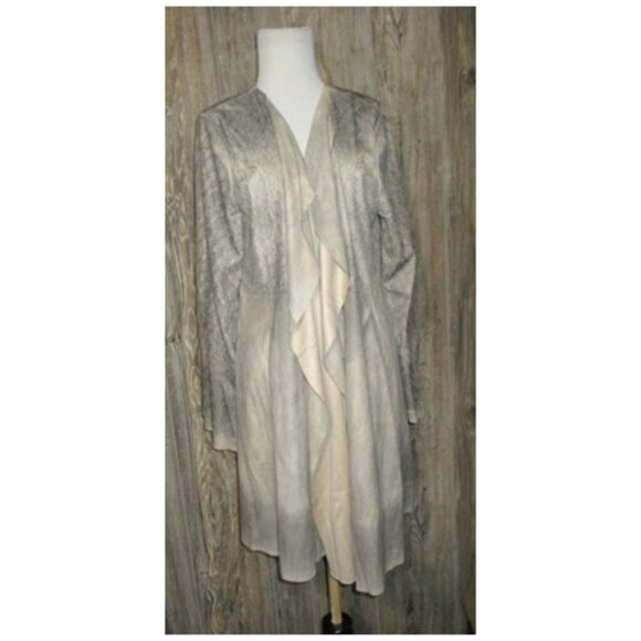 Vocal Grey Brown Faux Suede Lace Bell Slv Cardigan Jacket Size XL Fairy Grung - Picture 1 of 15